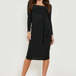 Maternité - Robe Mi Longue à Col Carré Et Manches Longues 8 Maternité - Robe Mi Longue à Col Carré Et Manches Longues -Pas Cher Vêtue Diva Magasin bzz00258 black xl 2