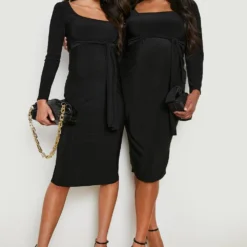 Maternité - Robe Mi Longue à Col Carré Et Manches Longues 9 Maternité - Robe Mi Longue à Col Carré Et Manches Longues -Pas Cher Vêtue Diva Magasin bzz00258 black xl 3