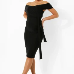 Maternité - Robe Nouée à La Taille à épaules Dénudées -Pas Cher Vêtue Diva Magasin bzz00697 black xl 2