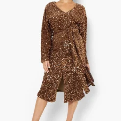 Maternité - Robe Mi-longue En Velours à Décolleté Plongeant -Pas Cher Vêtue Diva Magasin bzz01756 rust xl 3