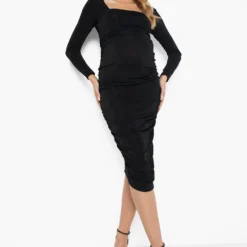 Maternité - Robe Mi-longue Moulante à Col Carré