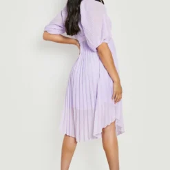 Maternité - Robe Mi-longue Plissée à Manches Bouffantes 7 Maternité - Robe Mi-longue Plissée à Manches Bouffantes -Pas Cher Vêtue Diva Magasin bzz02052 lilac xl 1