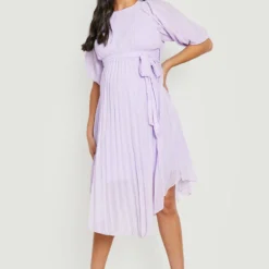 Maternité - Robe Mi-longue Plissée à Manches Bouffantes 8 Maternité - Robe Mi-longue Plissée à Manches Bouffantes -Pas Cher Vêtue Diva Magasin bzz02052 lilac xl 2