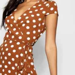 Robe Cache-cœur à Imprimé Pois -Pas Cher Vêtue Diva Magasin dzz29501 terracotta xl 3