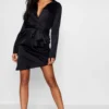 Robe Cache-cœur Moulante Satinée -Pas Cher Vêtue Diva Magasin dzz32902 black xl