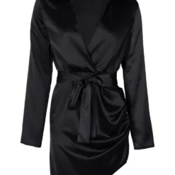 Robe Cache-cœur Moulante Satinée -Pas Cher Vêtue Diva Magasin dzz32902 black xl 2