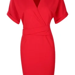 Robe Cache-cœur Effet Ceinture -Pas Cher Vêtue Diva Magasin dzz36727 red xl 2