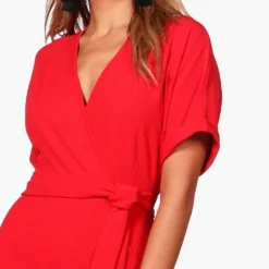 Robe Cache-cœur Effet Ceinture -Pas Cher Vêtue Diva Magasin dzz36727 red xl 3