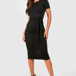 Robe Mi-longue Ajustée à Ceinture -Pas Cher Vêtue Diva Magasin dzz64334 black xl 2