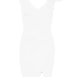 Robe Mi-longue Moulante à Manches Courtes 8 Robe Mi-longue Moulante à Manches Courtes -Pas Cher Vêtue Diva Magasin dzz95577 white xl 2