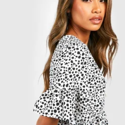 Robe Babydoll Imprimé Dalmatien -Pas Cher Vêtue Diva Magasin fzz09787 ivory xl 3