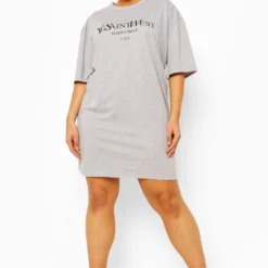 Grande Taille - Robe T-shirt Ye Saint West -Pas Cher Vêtue Diva Magasin fzz12333 grey xl 2