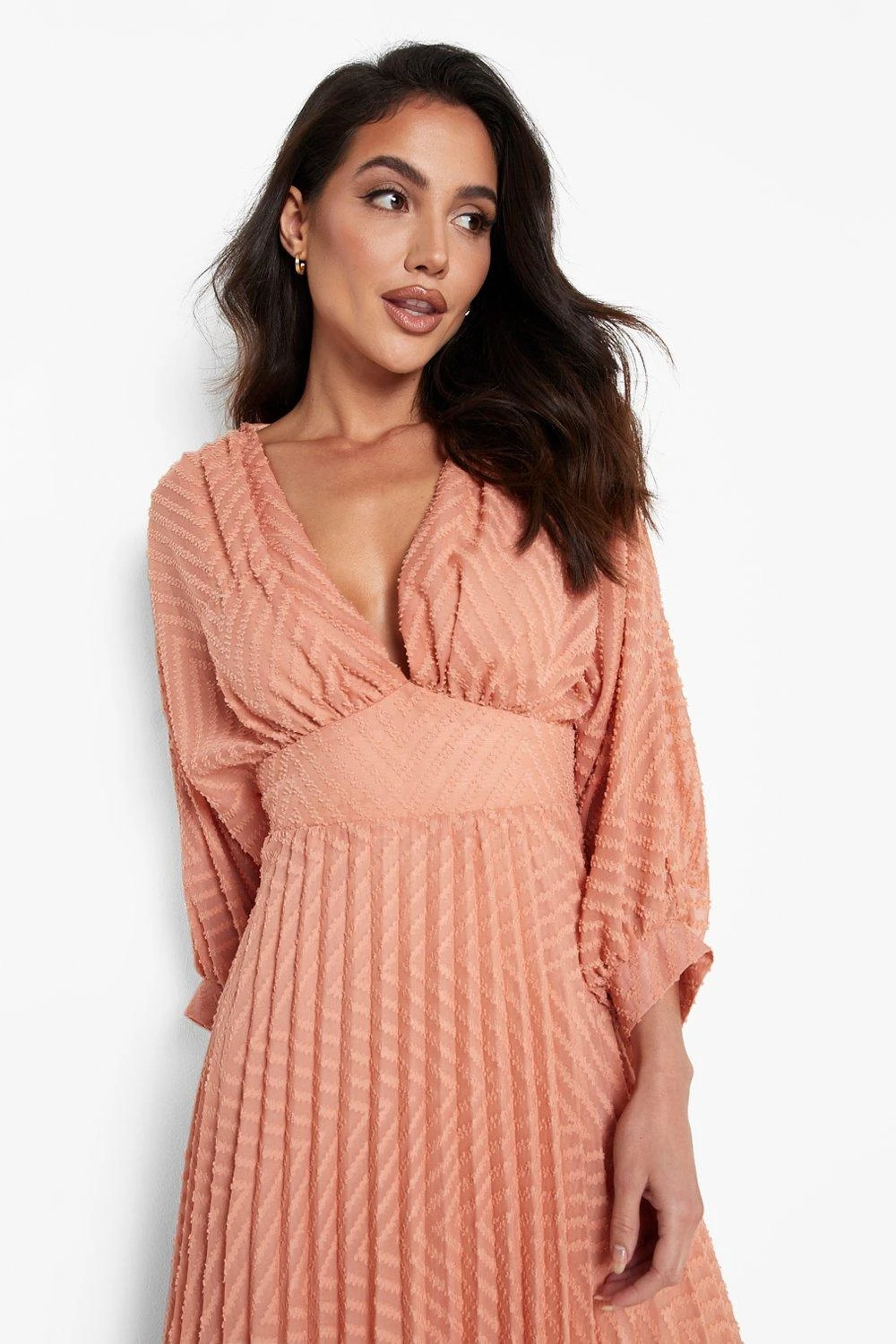 Robe Mi Longue Plissée à Manches Ballon 6 Robe Mi Longue Plissée à Manches Ballon – Image 4