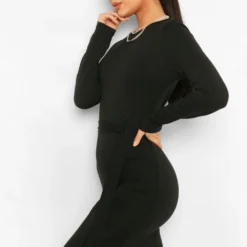 Robe Courte Ceinturée à Manches Longues -Pas Cher Vêtue Diva Magasin fzz24351 black xl 2