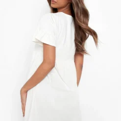 Robe Babydoll à Manches Volantées -Pas Cher Vêtue Diva Magasin fzz24373 ecru xl 1