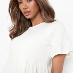 Robe Babydoll à Manches Volantées -Pas Cher Vêtue Diva Magasin fzz24373 ecru xl 3