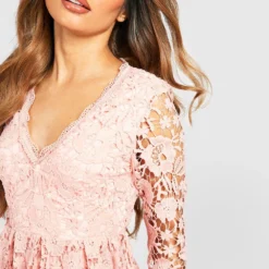 Robe Patineuse En Dentelle à Manches Longues -Pas Cher Vêtue Diva Magasin fzz26200 soft20pink xl 2