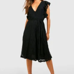 Robe Patineuse Mi Longue à Dentelle Et Manches Volantées -Pas Cher Vêtue Diva Magasin fzz31400 black xl 2 scaled