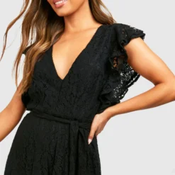 Robe Patineuse Mi Longue à Dentelle Et Manches Volantées -Pas Cher Vêtue Diva Magasin fzz31400 black xl 3 scaled