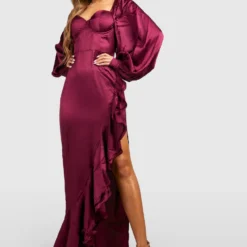 Robe Longue Satinée Style Corset à Volants 8 Robe Longue Satinée Style Corset à Volants -Pas Cher Vêtue Diva Magasin fzz33530 berry xl 2 scaled