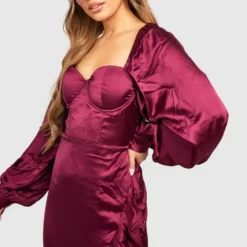 Robe Longue Satinée Style Corset à Volants 9 Robe Longue Satinée Style Corset à Volants -Pas Cher Vêtue Diva Magasin fzz33530 berry xl 3 scaled