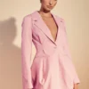 Robe Blazer Cintrée -Pas Cher Vêtue Diva Magasin fzz33840 pink xl
