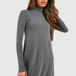 Robe Courte à Col Roulé Et Manches Longues -Pas Cher Vêtue Diva Magasin fzz34411 charcoal xl 2 scaled