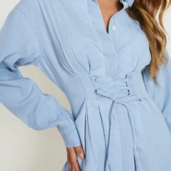 Robe Corset En Jean à Lacets -Pas Cher Vêtue Diva Magasin fzz36685 light20wash xl 3