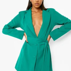 Robe Blazer Nouée à La Taille