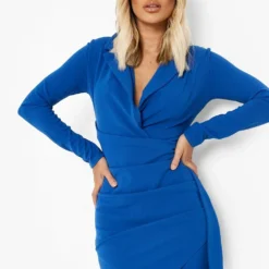 Robe Blazer Ajustée Style Cache-cœur