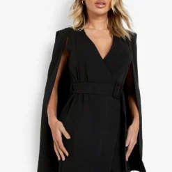 Robe Blazer Courte Capée à Ceinture
