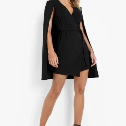 Robe Blazer Courte Capée à Ceinture -Pas Cher Vêtue Diva Magasin fzz38139 black xl 2