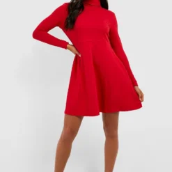 Robe Patineuse à Col Montant Et Manches Longues 8 Robe Patineuse à Col Montant Et Manches Longues -Pas Cher Vêtue Diva Magasin fzz54497 berry xl 2