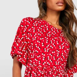 Robe Babydoll à Imprimé Fleuri -Pas Cher Vêtue Diva Magasin fzz62961 red xl 3