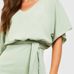 Robe Mi-longue Style Kimono à Ceinture -Pas Cher Vêtue Diva Magasin fzz67778 sage xl 3