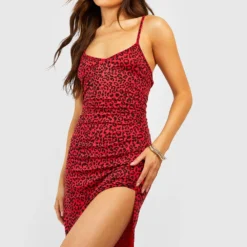Robe Mi-longue En Jersey à Imprimé Léopard -Pas Cher Vêtue Diva Magasin fzz81679 red xl 3