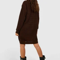 Robe Pull à Col Roulé -Pas Cher Vêtue Diva Magasin fzz82262 chocolate xl 1