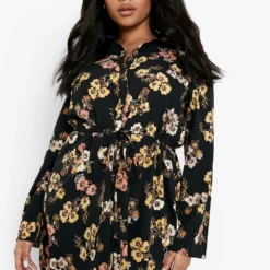 Grande Taille - Robe Chemise Avec Cordon De Serrage à La Taille