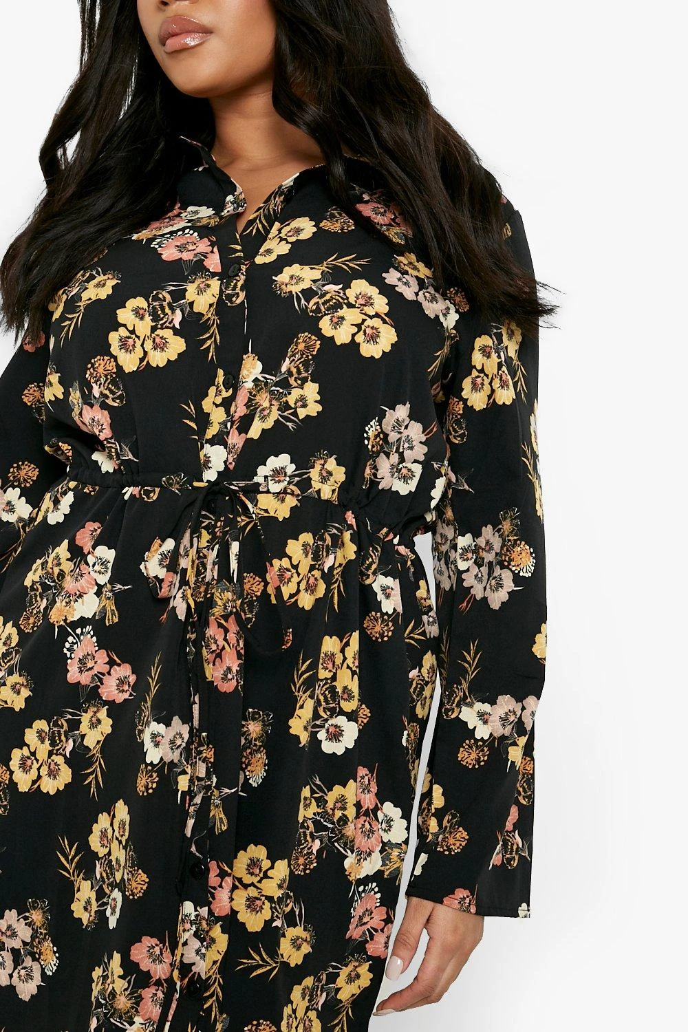 Grande Taille - Robe Chemise Avec Cordon De Serrage à La Taille 6 Grande Taille - Robe Chemise Avec Cordon De Serrage à La Taille – Image 4