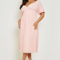 Grande Taille - Robe Mi-longue Effet Plissé -Pas Cher Vêtue Diva Magasin gzz02100 light20pink xl 2