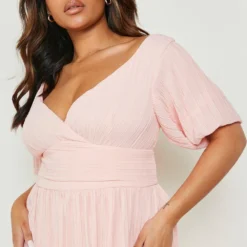 Grande Taille - Robe Mi-longue Effet Plissé -Pas Cher Vêtue Diva Magasin gzz02100 light20pink xl 3