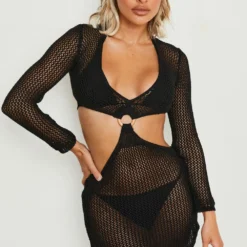 BOOHOO Robe De Plage En Crochet à Anneau 8 BOOHOO Robe De Plage En Crochet à Anneau -Pas Cher Vêtue Diva Magasin gzz03004 black xl 2