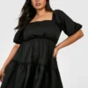 Grande Taille - Robe à Volants Et Manches Bouffantes -Pas Cher Vêtue Diva Magasin gzz03095 black xl scaled
