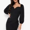 Robe Effet Corset à Col En Cœur Et Manches Volumineuses 1 Robe Effet Corset à Col En Cœur Et Manches Volumineuses -Pas Cher Vêtue Diva Magasin gzz03428 black xl