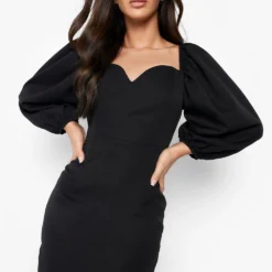 Robe Effet Corset à Col En Cœur Et Manches Volumineuses -Pas Cher Vêtue Diva Magasin gzz03428 black xl 3