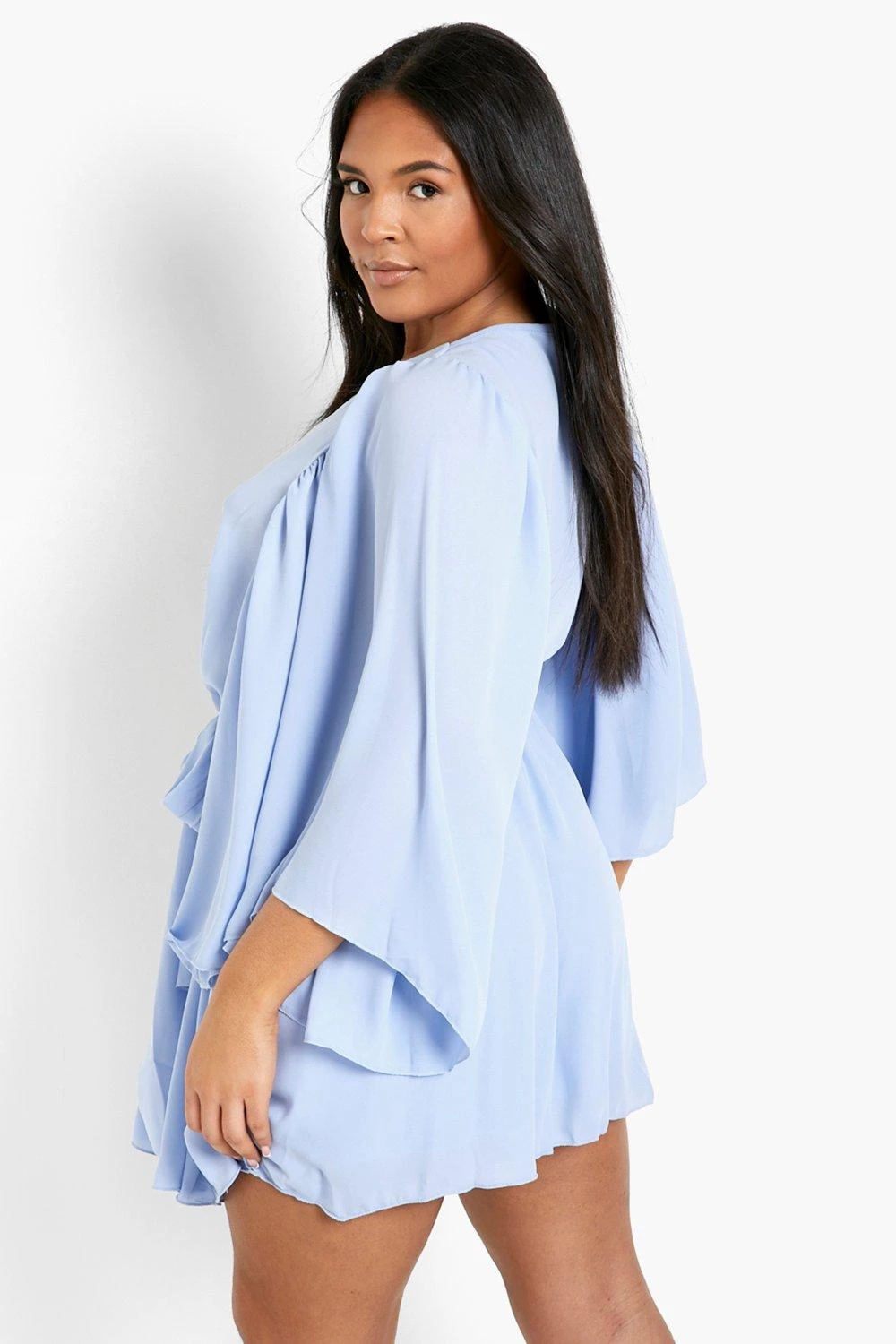 Grande Taille - Robe Portefeuille à Manches Chauve-souris 4 Grande Taille - Robe Portefeuille à Manches Chauve-souris – Image 2