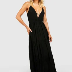 BOOHOO Robe De Plage Longue Recyclée Texturée -Pas Cher Vêtue Diva Magasin gzz04356 black xl 2