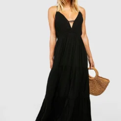 BOOHOO Robe De Plage Longue Recyclée Texturée -Pas Cher Vêtue Diva Magasin gzz04356 black xl 3