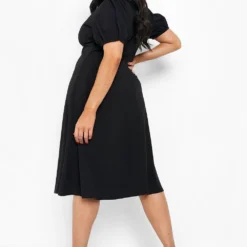 Grande Taille - Robe Patineuse Style Cache-cœur Mi-longue -Pas Cher Vêtue Diva Magasin gzz05793 black xl 1