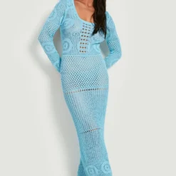 BOOHOO Petite - Robe Longue Recyclée En Crochet -Pas Cher Vêtue Diva Magasin gzz05820 pastel20blue xl 2